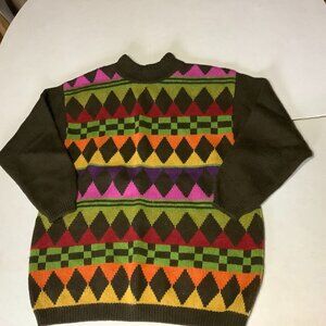 United Colors of Benetton Shetland Wool Sweater Brown Multicolor NO SIZE Italy